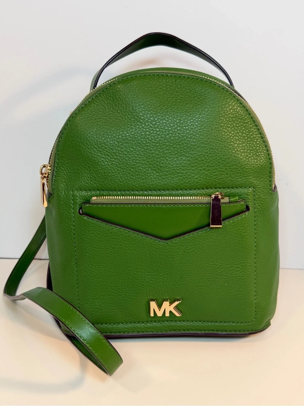 Michael Kors Jessa Small Pebbled Leather Convertible Green Backpack *Nice